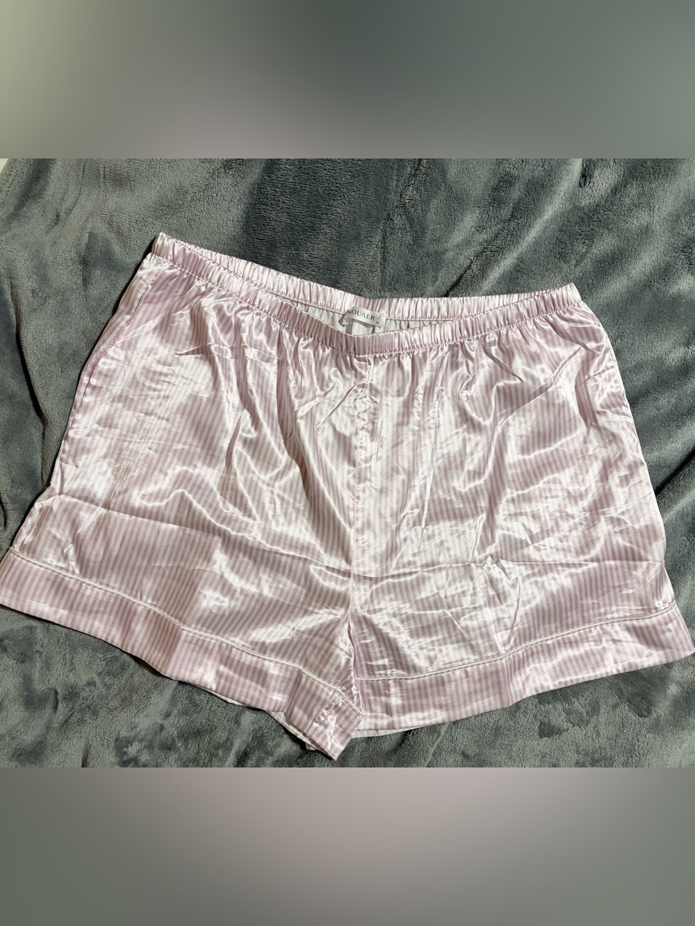 Women's Satin Stripe Sleep Shorts in Light Pink Size XL Sexy Feminine Comfy
